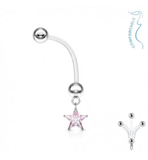 Серьга банан для пирсинга пупка PiercedFish NPG-1006 для беременных, со звездой