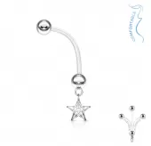 Серьга банан для пирсинга пупка PiercedFish NPG-1006 для беременных, со звездой