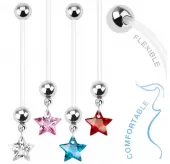 Серьга банан для пирсинга пупка PiercedFish NPG-1006 для беременных, со звездой