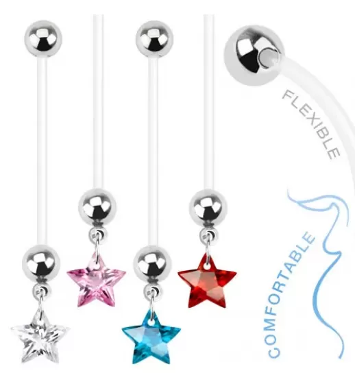 Серьга банан для пирсинга пупка PiercedFish NPG-1006 для беременных, со звездой