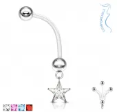 Серьга банан для пирсинга пупка PiercedFish NPG-1006 для беременных, со звездой