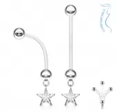 Серьга банан для пирсинга пупка PiercedFish NPG-1006 для беременных, со звездой