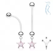 Серьга банан для пирсинга пупка PiercedFish NPG-1006 для беременных, со звездой
