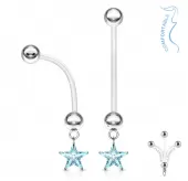 Серьга банан для пирсинга пупка PiercedFish NPG-1006 для беременных, со звездой