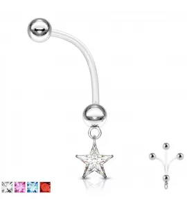 Серьга банан для пирсинга пупка PiercedFish NPG-1006 для беременных, со звездой