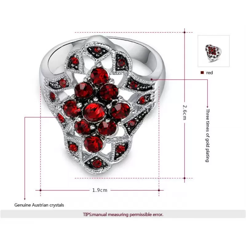 Кольцо ROZI RG-50315A с красными кристаллами