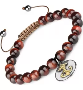 Мужской браслет Шамбала из камня бычий глаз Everiot Select LNS-2184-GD c якорем