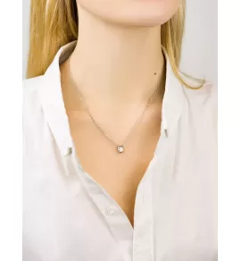 Круглый кулон с фианитом на цепочке TATIC SNP-1407-ST из ювелирной стали