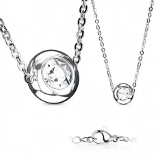 Круглый кулон с фианитом на цепочке TATIC SNP-1407-ST из ювелирной стали