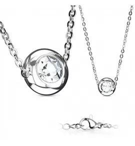 Круглый кулон с фианитом на цепочке TATIC SNP-1407-ST из ювелирной стали