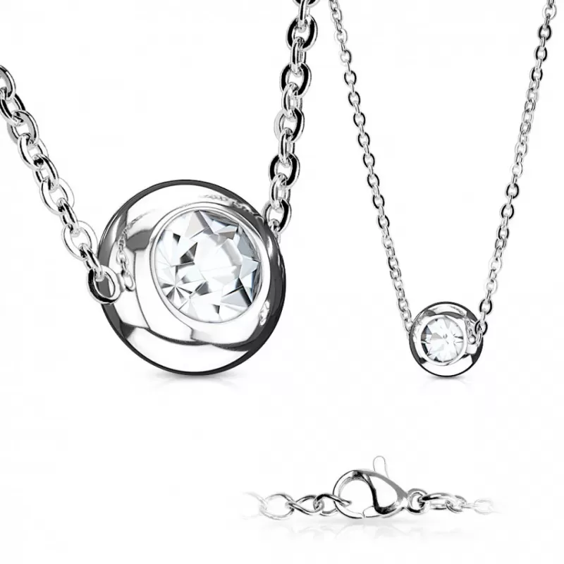 Круглый кулон с фианитом на цепочке TATIC SNP-1407-ST из ювелирной стали