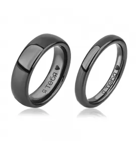 Черное кольцо из керамики Everiot RCM-0012, с надписью "Я тебя люблю", парное