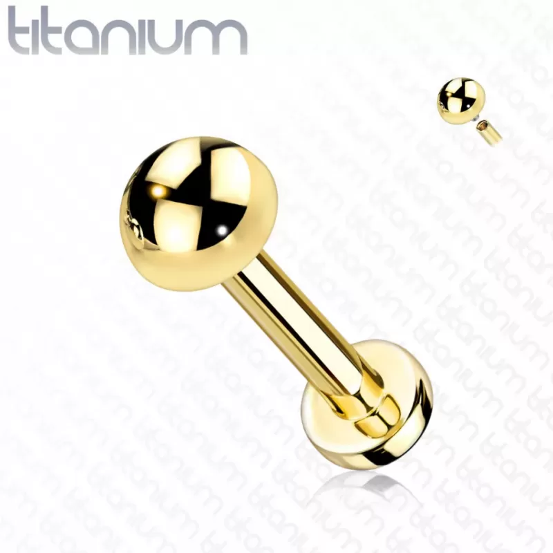 Титановая серьга лабрет Pirslab TIL17-GD для пирсинга Монро, трагуса, хеликса