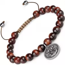 Мужской браслет Шамбала из камня бычий глаз Everiot Select LNS-2184-ST c якорем