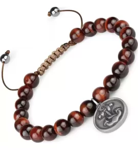 Мужской браслет Шамбала из камня бычий глаз Everiot Select LNS-2184-ST c якорем