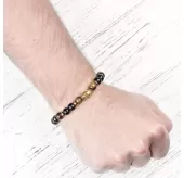 Браслет на резинке Everiot STB-MJ-1747 из камня тигровый глаз с головой Будды