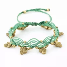 Браслет анклет на ногу Indigo ING-1501 макраме салатовый