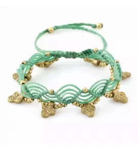 Браслет анклет на ногу Indigo ING-1501 макраме салатовый