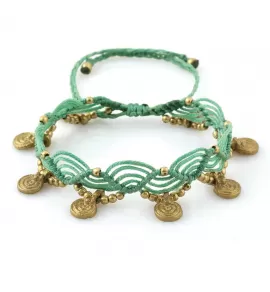 Браслет анклет на ногу Indigo ING-1501 макраме салатовый