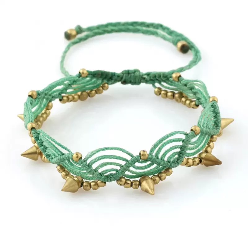 Браслет анклет на ногу Indigo ING-1501 макраме салатовый