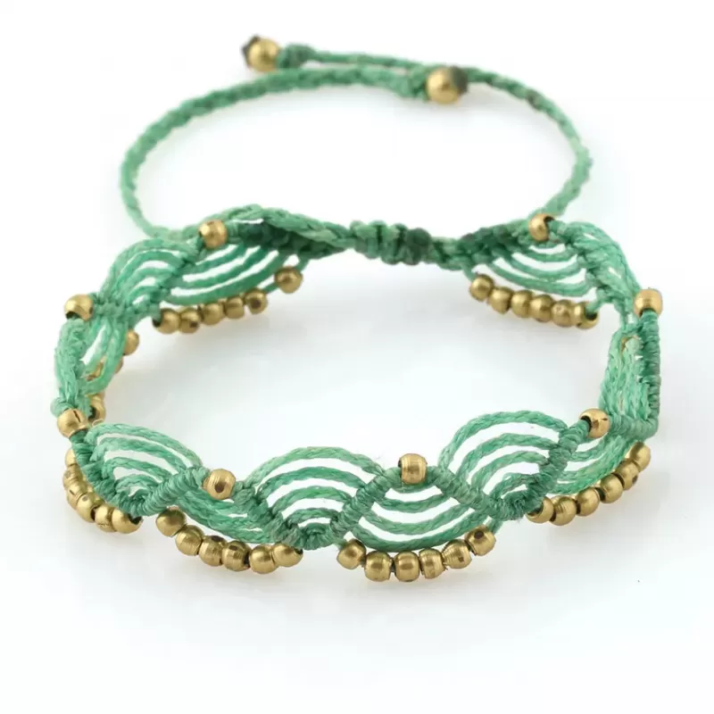 Браслет анклет на ногу Indigo ING-1501 макраме салатовый