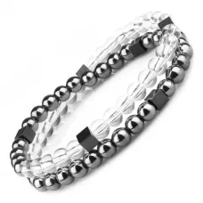 Браслет в два оборота на резинке из горного хрусталя, гематита Everiot Select LNS-2146