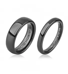 Черное кольцо из керамики Everiot RCM-0010, парное с надписью Вместе навсегда