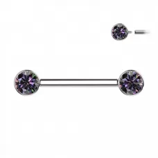 Штанга для пирсинга сосков из титана Pirslab TIK01-VM с фианитами