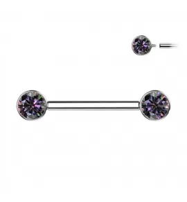 Штанга для пирсинга сосков из титана Pirslab TIK01-VM с фианитами