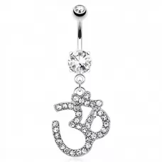 Штанга для пирсинга пупка PiercedFish NAL14769 с символом "ОМ"