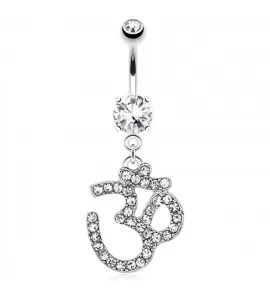 Штанга для пирсинга пупка PiercedFish NAL14769 с символом "ОМ"