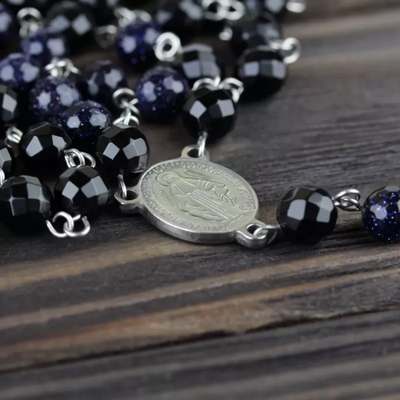 Мужской розарий с крестом Everiot Select LNS-3061 из авантюрина и агата