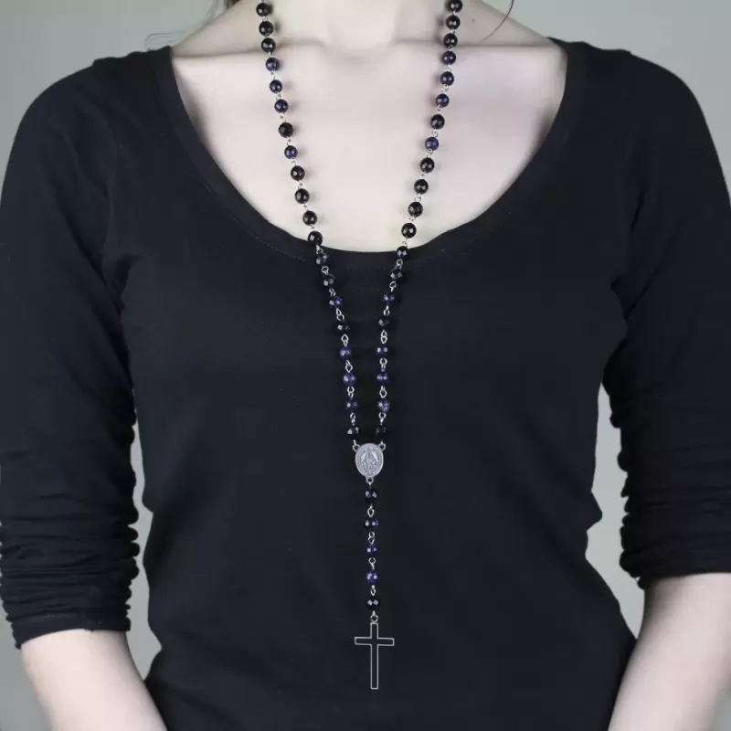 Мужской розарий с крестом Everiot Select LNS-3061 из авантюрина и агата