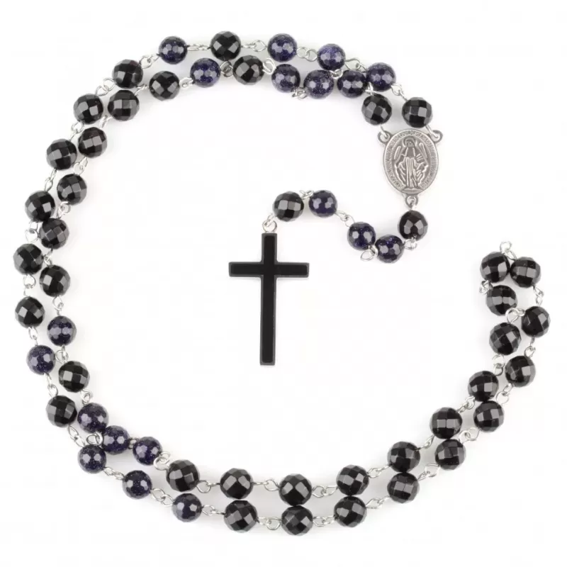 Мужской розарий с крестом Everiot Select LNS-3061 из авантюрина и агата