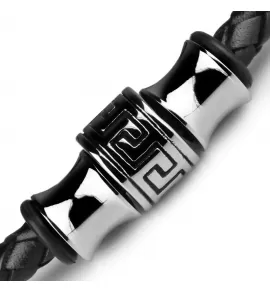 Мужской кожаный браслет с орнаментом меандр Everiot Select LNS-5023