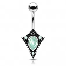 Пирсинг пупка банан из стали PiercedFish NSJ-012 в этно стиле с имитацией опала