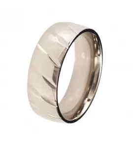 Титановое кольцо мужское с диагональными насечками Lonti TI-055R