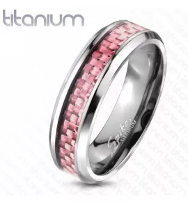 Женское кольцо из титана Spikes R-TI-4370 с розовой карбоновой вставкой