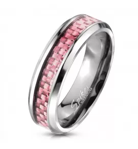 Женское кольцо из титана Spikes R-TI-4370 с розовой карбоновой вставкой