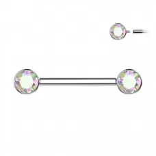 Штанга для пирсинга сосков из титана Pirslab TIK01-AB с фианитами