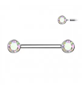 Штанга для пирсинга сосков из титана Pirslab TIK01-AB с фианитами