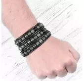 Плетеный браслет-намотка Everiot Select LNS-3015 из змеевика, агата и вощеного шнура