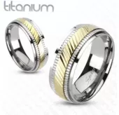 Кольцо из титана Spikes R-TM-3137 с ребристым декором