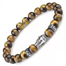 Браслет Everiot STB-MJ-1728 из камня тигровый глаз с головой Будды