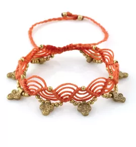 Браслет анклет на ногу Indigo ING-1503 макраме оранжевый