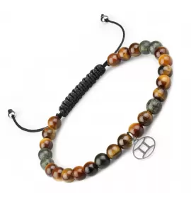 Браслет Шамбала со знаками зодиака Everiot Select LNS-6001 из камня бычий глаз и змеевика
