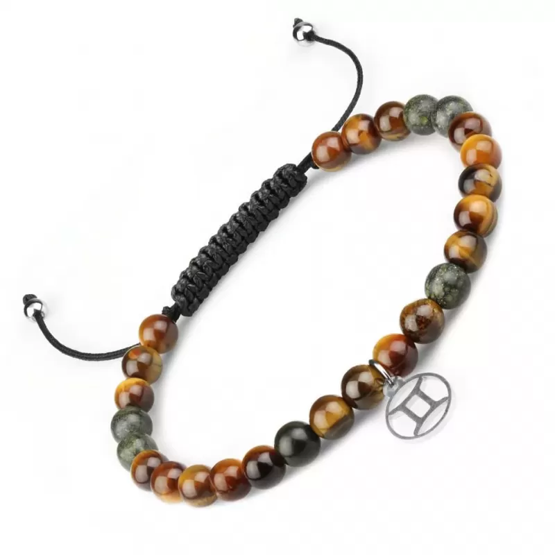 Браслет Шамбала со знаками зодиака Everiot Select LNS-6001 из камня бычий глаз и змеевика