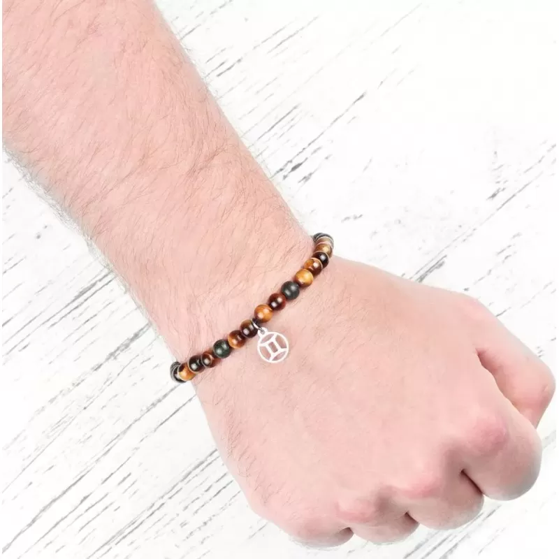 Браслет Шамбала со знаками зодиака Everiot Select LNS-6001 из камня бычий глаз и змеевика