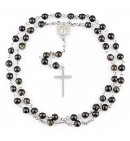 Мужской розарий на шею Everiot Select LNS-3062 из золотого обсидиана