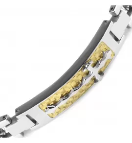 Мужской браслет-цепочка TATIC SSBQ-3038 из стали с золотистой вставкой и крестом